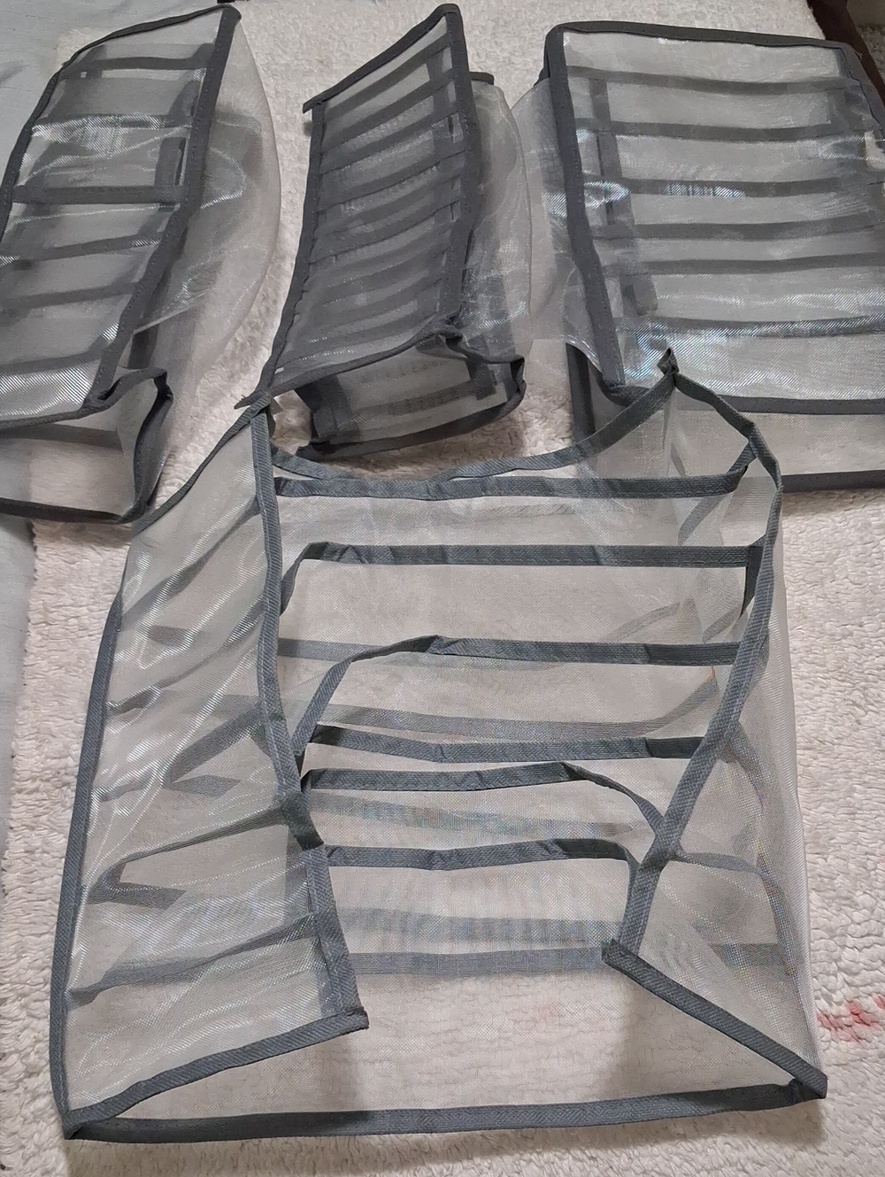 Set of Gray Mesh Drawer Organizers